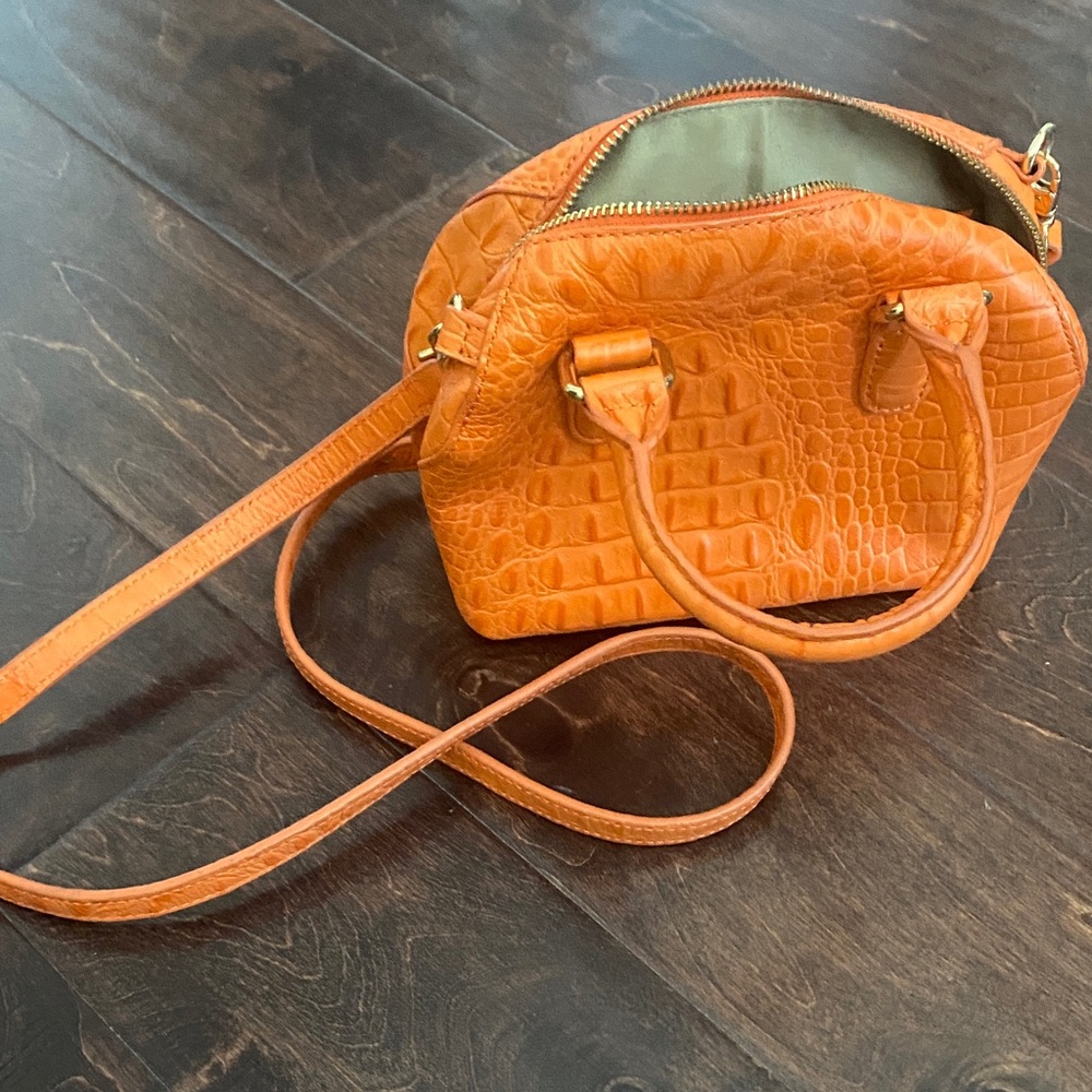 Orange Crocodile-Embossed Women's Bag